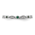 Sterling Silver Stackable Expressions Created Emerald Diamond Ring - Image 4