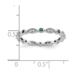 Sterling Silver Stackable Expressions Created Emerald Diamond Ring - Image 5