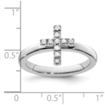 Sterling Silver Stackable Expressions Cross Diamond Ring - Image 5