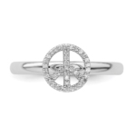 Sterling Silver Stackable Expressions Peace Symbol Diamond Ring - Image 4
