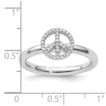 Sterling Silver Stackable Expressions Peace Symbol Diamond Ring - Image 5
