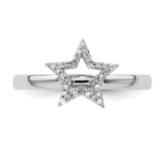 Sterling Silver Stackable Expressions Star Diamond Ring - Image 4