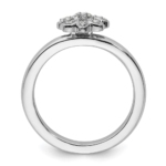 Sterling Silver Stackable Expressions Fleur De Lis Diamond Ring - Image 2