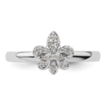 Sterling Silver Stackable Expressions Fleur De Lis Diamond Ring - Image 4