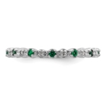 Sterling Silver Stackable Expressions Cr. Emerald & Diamond Ring - Image 3