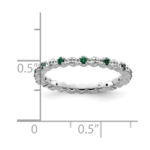 Sterling Silver Stackable Expressions Cr. Emerald & Diamond Ring - Image 4