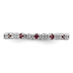 Sterling Silver Stackable Expressions Rhod. Garnet & Diamond Ring - Image 3