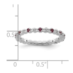 Sterling Silver Stackable Expressions Rhod. Garnet & Diamond Ring - Image 4