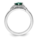 Sterling Silver Stackable Expressions Polished Cr. Emerald & Dia Ring - Image 2