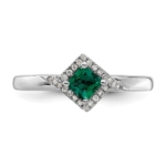 Sterling Silver Stackable Expressions Polished Cr. Emerald & Dia Ring - Image 4