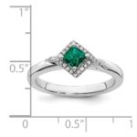 Sterling Silver Stackable Expressions Polished Cr. Emerald & Dia Ring - Image 5