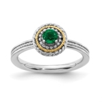 Sterling Silver & 14k Stackable Expressions Created Emerald Ring