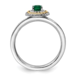 Sterling Silver & 14k Stackable Expressions Created Emerald Ring - Image 2