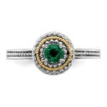 Sterling Silver & 14k Stackable Expressions Created Emerald Ring - Image 4