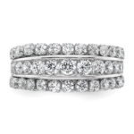 14K White Gold Lab Grown Diamond VS/SI FGH Triple Band - Image 4