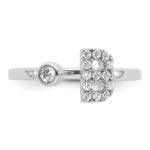 14K White Gold Lab Grown Diamond VS/SI FGH Initial B Adjustable Rin - Image 4