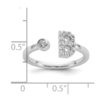 14K White Gold Lab Grown Diamond VS/SI FGH Initial B Adjustable Rin - Image 5