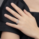 14K White Gold Lab Grown Diamond VS/SI FGH Initial E Adjustable Rin - Image 6