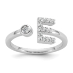 14K White Gold Lab Grown Diamond VS/SI FGH Initial E Adjustable Rin