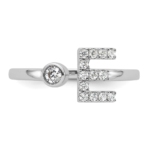 14K White Gold Lab Grown Diamond VS/SI FGH Initial E Adjustable Rin - Image 4