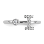 14K White Gold Lab Grown Diamond VS/SI FGH Initial I Adjustable Rin - Image 4
