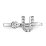 14K White Gold Lab Grown Diamond VS/SI FGH Initial U Adjustable Rin - Image 4