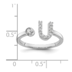 14K White Gold Lab Grown Diamond VS/SI FGH Initial U Adjustable Rin - Image 5