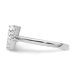 14K White Gold Lab Grown Diamond VS/SI FGH Initial V Adjustable Rin - Image 3