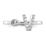14K White Gold Lab Grown Diamond VS/SI FGH Initial V Adjustable Rin - Image 4