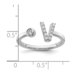 14K White Gold Lab Grown Diamond VS/SI FGH Initial V Adjustable Rin - Image 5