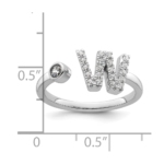 14K White Gold Lab Grown Diamond VS/SI FGH Initial W Adjustable Rin - Image 5