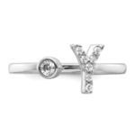 14K White Gold Lab Grown Diamond VS/SI FGH Initial Y Adjustable Rin - Image 4