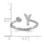 14K White Gold Lab Grown Diamond VS/SI FGH Initial Y Adjustable Rin - Image 5