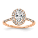 14kr Oval Halo Engagement Lab Grown Diamond VS/SI FGH Complete Ring