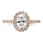 14kr Oval Halo Engagement Lab Grown Diamond VS/SI FGH Complete Ring - Image 4