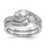 14k White Gold Lab Grown VS/SI FGH Dia By-Pass Complete Engagement Ring - Image 8