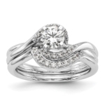 14K White Gold Lab Grown Dia VS/SI FGH Peg Set By-Pass Semi-mount En - Image 4