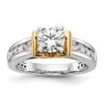 14K Two-tone Lab Grown Diamond VS/SI FGH Peg Set Semi-mount Eng Ring