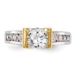 14K Two-tone Lab Grown Diamond VS/SI FGH Peg Set Semi-mount Eng Ring - Image 5