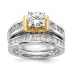 14K Two-tone Lab Grown Diamond VS/SI FGH Peg Set Semi-mount Eng Ring - Image 8