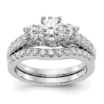 14K White Gold Lab Grown Diamond VS/SI FGH 3-Stone Complete Eng Ring - Image 4
