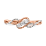 14K Two-tone Lab Grown VS/SI FGH Dia Polished 3-Stone Twist Ring - Image 4