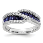 14K White Gold Lab Grown VS/SI FGH Dia and Natural Sapphire Ring