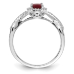 14K White Gold Lab Grown VS/SI FGH Dia and Created Ruby Oval Halo Ring - Image 2