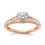 14K Rose Gold Lab Grown Diamond VS/SI FGH Fancy Halo Complete Eng Ri