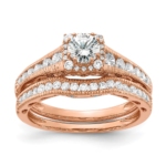 14K Rose Gold Lab Grown Diamond VS/SI FGH Fancy Halo Complete Eng Ri - Image 7