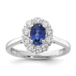 10K White Gold Lab Grown VS/SI FGH Dia & Cr. Oval Blue Sapphire Fashion Rin