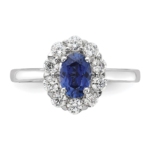10K White Gold Lab Grown VS/SI FGH Dia & Cr. Oval Blue Sapphire Fashion Rin - Image 4