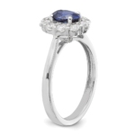 10K White Gold Lab Grown VS/SI FGH Dia & Cr. Oval Blue Sapphire Fashion Rin - Image 6