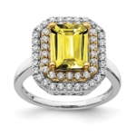 14K Two-Tone Lab Grown VS/SI FGH Dia & Created Yellow Sapphire Ring
